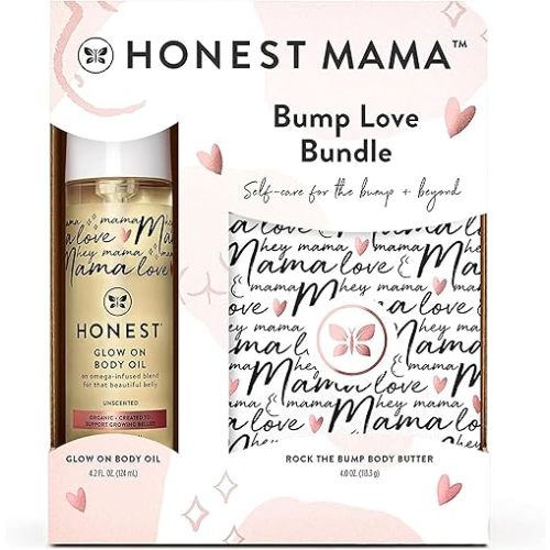 The Honest Company Honest Mama Body + Belly Bump Love Bundle | Moisturizing, Plant-Based Oil + Stretch Mark Butter Cream