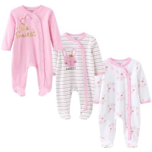Baby Girls Boys Long Sleeve Printed Bodysuit Infant Foot Jumper Cotton One-Piece Romper 0-12 Months