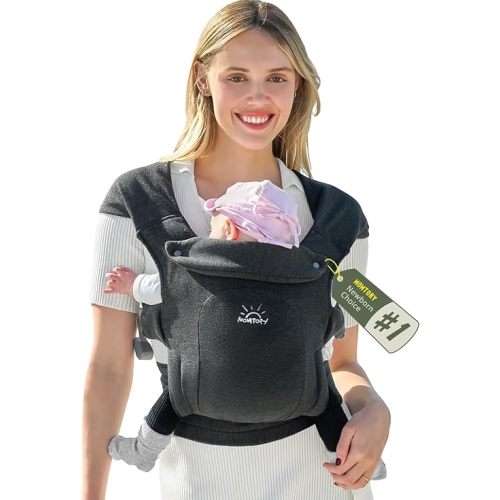 Baby Carrier, Newborn Carrier, Ergonomic Baby Wraps Carrier with Head Support, Cozy Fabric for Newborn to Toddler, Deep Grey
