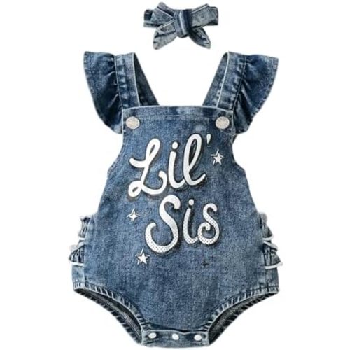 Baby Girls Summer Denim Romper Clothes Dress Newborn Onesie Sunsuit 3 6 9 12 18 Months One-Piece Jumpsuits Outfits