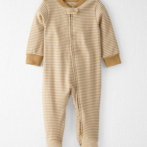 Ochre Stripe Baby Organic Cotton Rib Sleeper Pyjamas in Stripes | Carter’s Oshkosh Canada