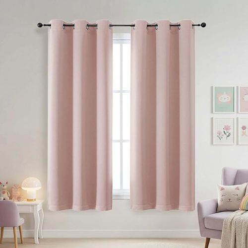 100% Blackout Curtains 63 Inch Length - Solid Thick Soft Fabric Thermal Insulated Grommet Blackout Curtains for Bedroom Dining Room, 2 Panels, Ever Green, 2x40Wx63L Inches