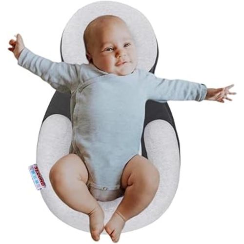 Ultra Comfort Baby Pillow Portable Adjustable Anti-Roll (Grey)