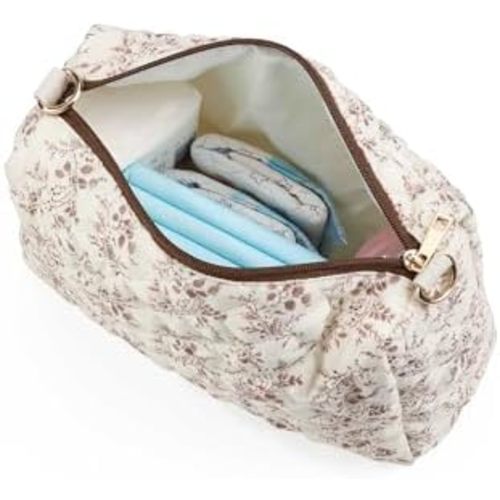 Cute Diaper Tote Bag Baby Stroller Organizer, Quilted Floral Mommy Bag Travel Baby Bag Nursery Storage for Outdoor