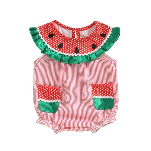 Karwuiio Toddler Baby Girl Clothes Sleeveless Romper Jumpsuit Cute Watermelon One Pieces Baby Summer Outfits