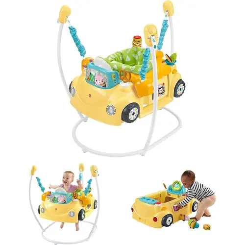 Fisher-Price Baby to Toddler Learning Toy 2-in-1 Servin’ Up Fun Jumperoo Activity Center with Music Lights and Shape Sorting Puzzle Play