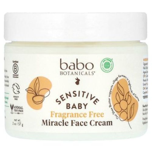 Babo Botanicals Sensitive Baby Fragrance-free Miracle Cream - Face & Body Moisturizer - For Sensitive Skin - Calendula, Shea Butter, Coconut Oil - Ewg