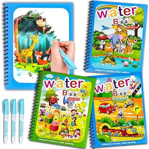 Water Coloring Books for Toddlers, Water Painting Book for Toddlers, Paint with Water Books, Water Doodle Book Toys for 3-5, Travel Toys for Toddlers, Toddler Travel Toys (3 Pack)