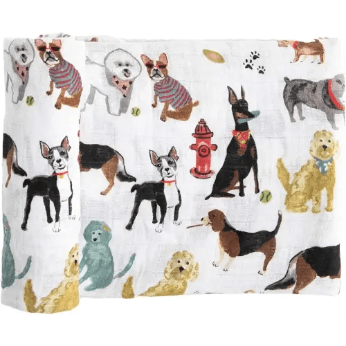 Little Unicorn Premium Cotton Swaddle Baby Blanket | Breathable Fabric | for swaddling, Play, Nursing & More (Woof)