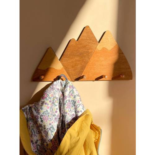 Mountain Hook - Wall Rack with 5 hooks - Entryway Kids room Woodland Decor - Mountain Peak Wall Hook by WittleWood