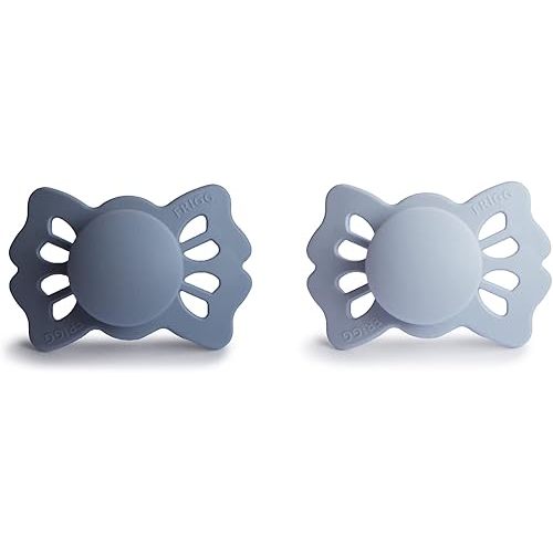 FRIGG Lucky Symmetrical SilkySoft Silicone Baby Pacifier | Made in Denmark | BPA-Free (Slate/Powder Blue, 0-6 Months)