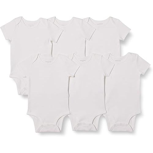 Amazon Essentials Baby Girls' Short-Sleeve Bodysuits, Pack of 6