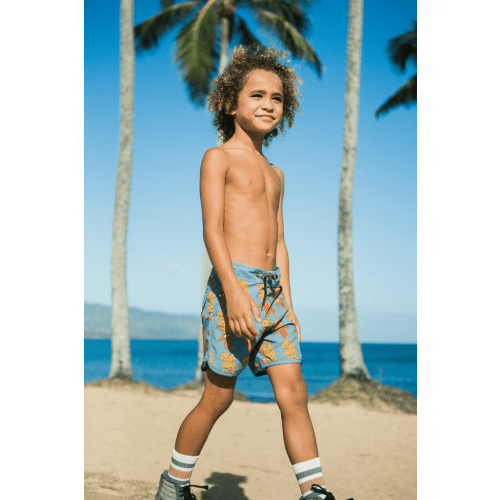 Kid’s Retro Boardshorts in Banana Flower