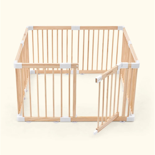 HARPPA Wooden Baby Gate Playpen | Non-Toxic Foldable DIY Adjustable Play Yard for Infants & Toddlers – Natural Finish Baby Fence for Small & Large Spaces