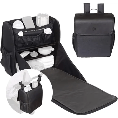 Lulyboo Convertible Diaper Bag Backpack with Changing Station & Removable Caddy - Reinforced Stitching, Insulated Bottle Pockets, Stroller Attachments, Angled Cell Phone Storage, Stylish & Durable