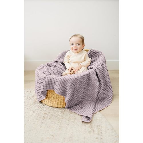 Konssy Waffle Baby Blankets, Nursery Blankets for Boys Girls, Swaddle Blankets Neutral Soft Lightweight Toddler and Kids Throw Blankets(Purple)