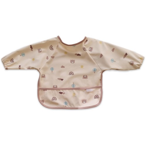 Plum Baby Balloon Bear Long Sleeve Feeding Smock - Beige - Size One Size