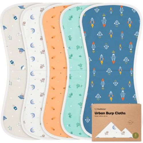 KeaBabies 5pk Urban Baby Burp Cloths, Organic Burping Cloth for Babies, Burp Rags for Baby Girls, Boys (Prairie)