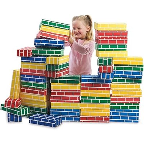 Lillian Vernon Primary Building Bricks - Kids Cardboard Blocks, Each 9" x 4" x 2" (Set of 24)