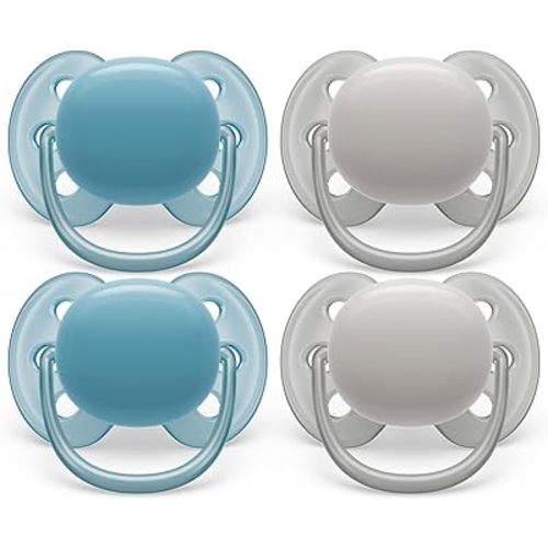 Philips Avent Ultra Soft Pacifier - 4 x Soft and Flexible Baby Pacifiers for Babies Aged 6-18 Months, BPA Free with Sterilizer Carry Case, SCF091/27