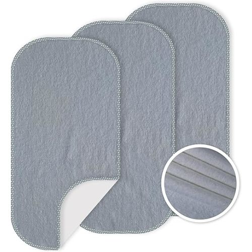 Baby Waterproof Changing Pad Liners (3 Pack) - Washable Reusable Changing Table Cover Liners Double, Portable Diaper Pads, Grey