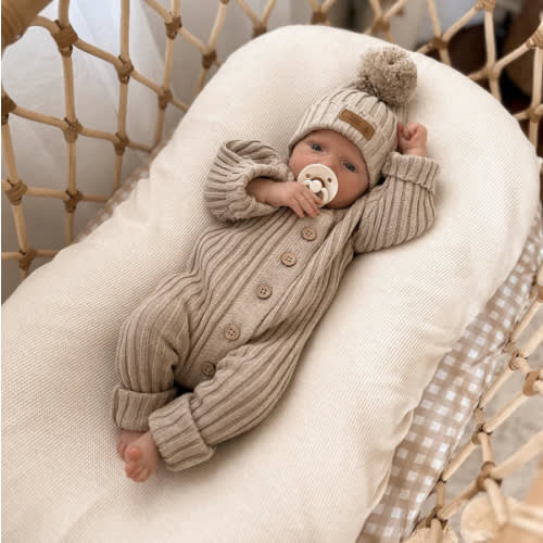 Little B's Chunky Rib Baby Jumpsuit - Oak