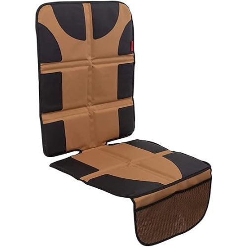 Lusso Gear Car Seat Protector with Thick Padding - Baby Cover with 2 Mesh Storage Pockets - Waterproof Tan Seat, Non-Slip Backing - Car Accessories - Carseat Cover