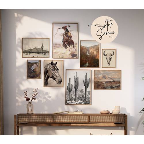 VINTAGE Southwestern Gallery Wall Collection Western Cowboy DIGITAL PRINTS Rustic Country Printable Wall Art
