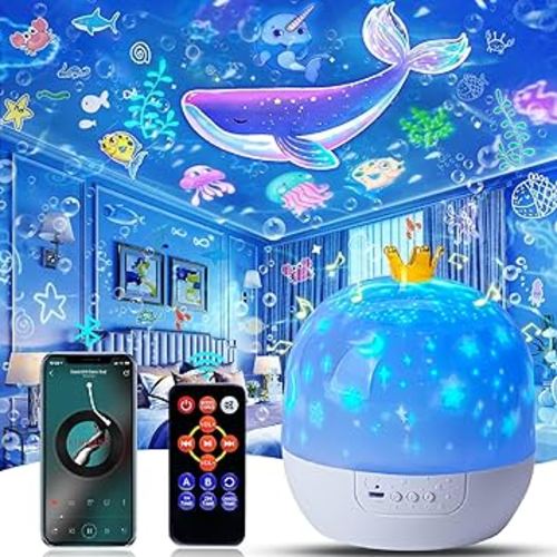 21 Sets of Films, Projector Night Light for Kids Bedroom, Ceiling, Remote Control & Bluetooth Speaker, Baby Night Light Projector, Star Galaxy Projector for Baby Girls, Christmas, Nursery, Room Decor