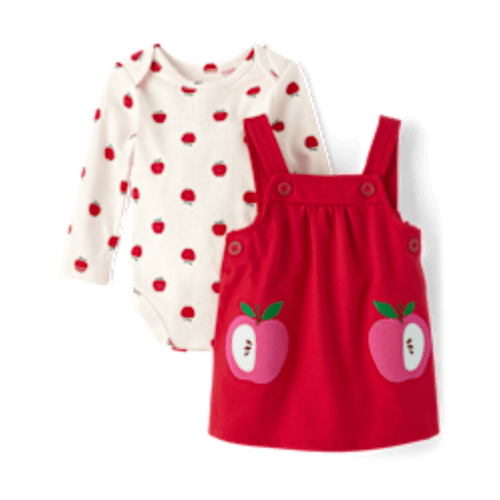Baby Girls Apple 2-Piece Playwear Set - White daisy