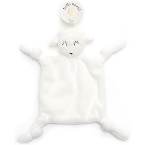 Bella Tunno Bubbi Buddy – Soft, Plush Lovey Pacifier Holder for Baby Pacifiers to Soothe, Comfort, and Bring Baby Teething Relief, Colorful Animal-Themed Baby Lovey (Lamb)