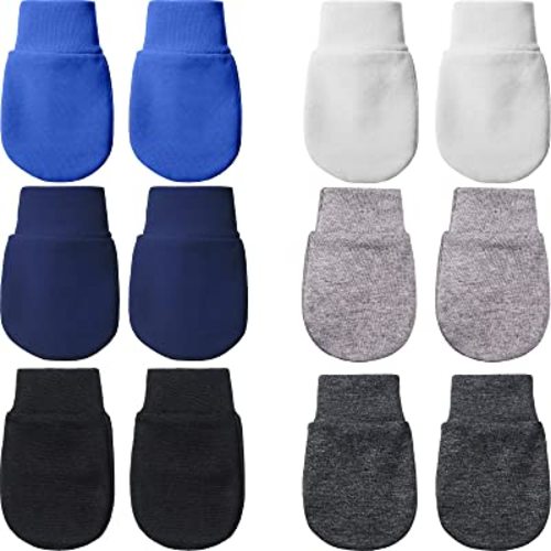 6 Pairs Newborn Baby Mittens No Scratch Gloves Infant Toddler Anti Scratch Essentials Unisex Cotton for 3-9 Months Girls Boys