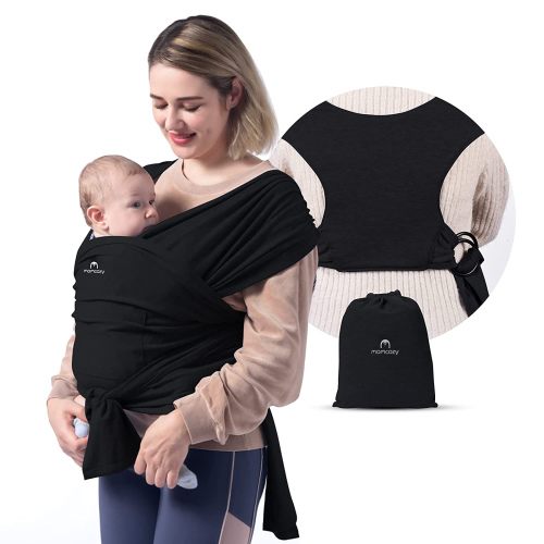 Momcozy Baby Wrap Carrier Slings, Easy to Wear Infant Carrier Slings for Babies Girl and Boy, Adjustable Baby Carriers for Newborn up to 35 lbs, Black