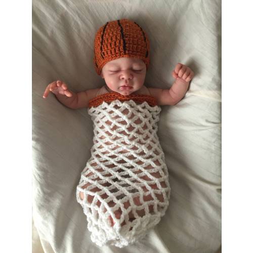 Crochet Baby Basketball Hat Cocoon Photo Prop Set
