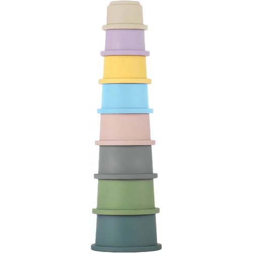 ZYFLSQ Stacking Cups Baby Toy, 8-Piece Set - Nesting Cups for Babies 6 Months+, Bath Toys with Pattern for Kids, Montessori Educational Toys for Toddler