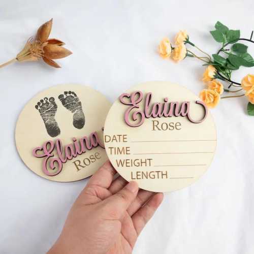 Customizable 3D Wooden Baby Announcement Plaque