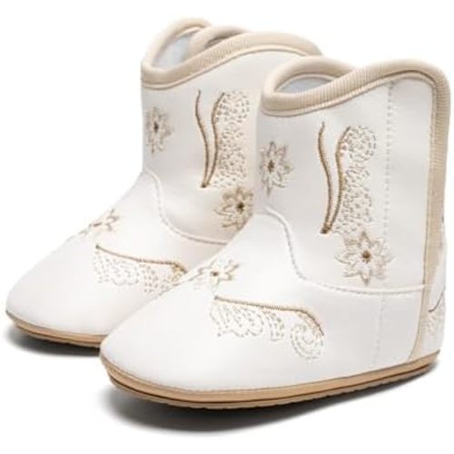 Bellocasa Baby Western Cowboy Boots Infant Boys Girls Non-Slip Soft Sole Booties Toddler Newborn First Walker Crib Shoes