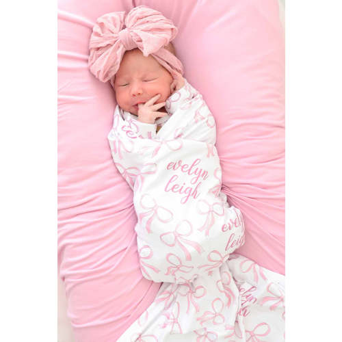Blushing Bows Personalized Swaddle Blanket