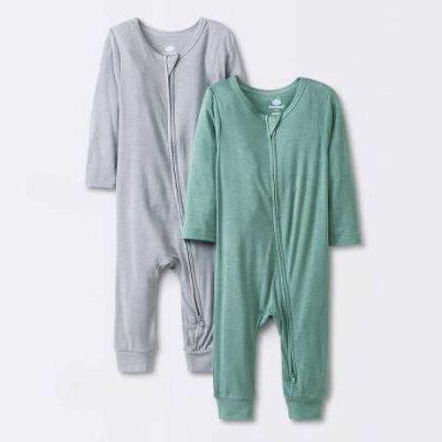 Baby Boys' 2pk So Very Soft Modal Blend Romper - Cloud Island™ Green Newborn