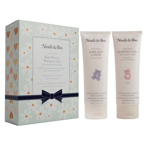 Noodle & Boo Baby Bath & Massage Gift Set – Includes 4 oz Newborn Hair & Body Wash & Super Soft Lotion, Hypoallergenic, Pediatrician-Tested, Dermatologist-Tested for Delicate and Sensitive Baby Skin
