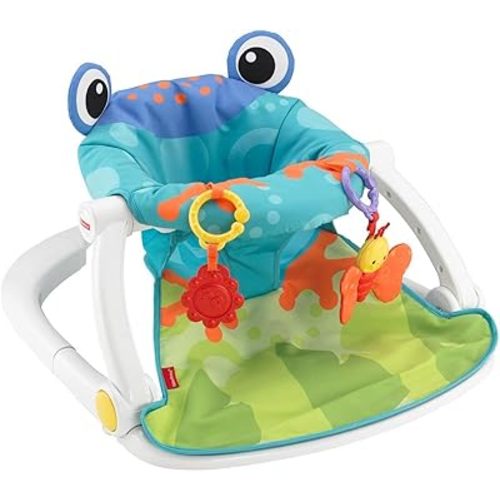 Fisher-Price Sit-Me-Up Floor Seat - Frog, Portable Baby Chair with Toys