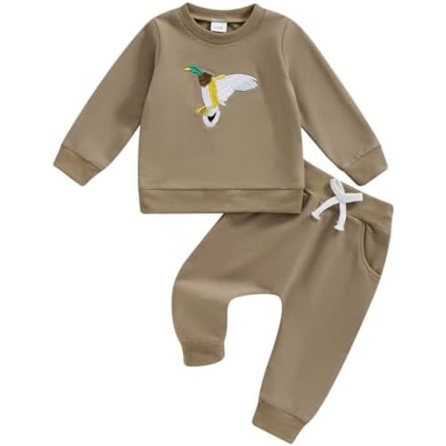 Toddler Boy Hunting Outfit Mallard Duck Long Sleeve Sweatshirt Top Casual Pants Set Baby Duck Hunter Clothes