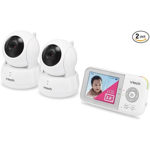 VTech VM923-2 Baby Monitor, 2.8”Screen, 1000ft Range, Pan-Tilt-Zoom, Night Vision, 2-Way Audio, Temperature Sensor, Lullabies, Secured Transmission No WiFi