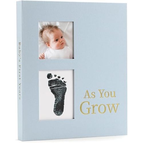 Keepsake Memory Book for Baby Boys or Girls, Timeless First 5 Year Baby Book, A Milestone Book to Record Every Event from Birth to Age 5 Gender Neutral Journal Scrapbook Photo Album (Light Blue)