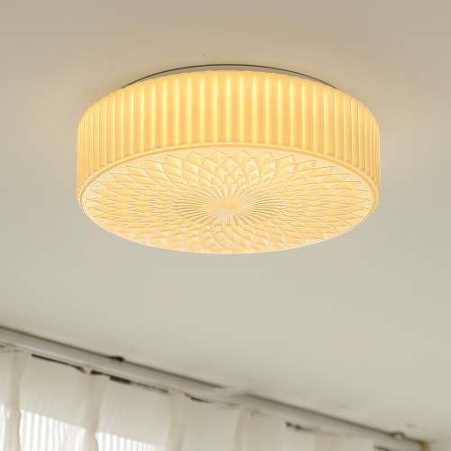 Retro Nostalgia Milky White Art Glass Ceiling Light