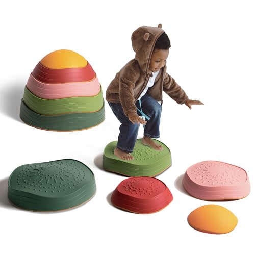 makarci Balance Stepping Stones for Kids, Non-Slip Toddlers Sensory Toys Outdoor or Indoor Play, Promoting Motor Skills and Confidence, Obstacle Course Coordination Toys for Children Age 3 4 5 6 7+