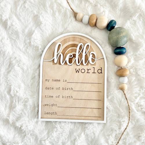Hello World Birth Announcement, Newborn Baby Name Sign, Birth Announcement Plaque, Baby Arrival Hospital Sign, Welcome To The World Sign