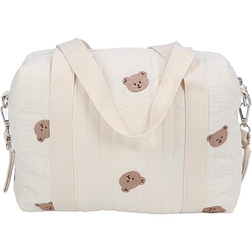Diaper Bag Tote Stroller Organizers Bag Small Diapers Baby Bags for Mom or Dad Nursery Storage Bin for Wipes and Toys Universal Diaper Tote Bag Handbag(Bear)
