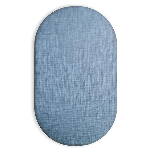 Bassinet Sheet for Baby Boy and Girl, Universal Fit for Rectangle, Oval, Hourglass Bassinet Mattress, Moses Basket Sheets (Costume Blue)