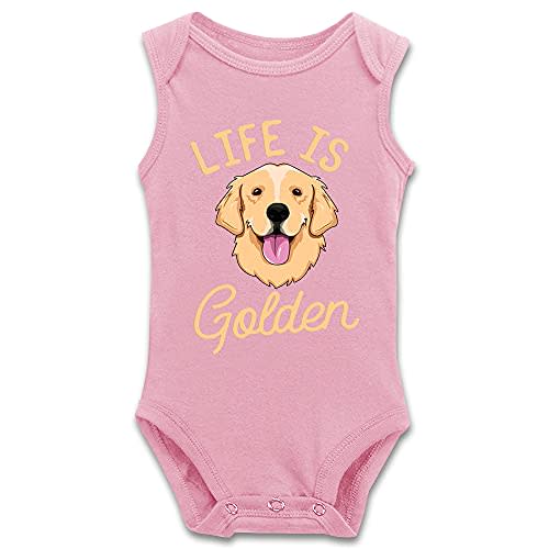 DOQOSESHY Life is Golden(Golden Retriever) Infant Cotton Bodysuit Romper Baby Jumpsuit, 3 Months, Long Sleeve-white